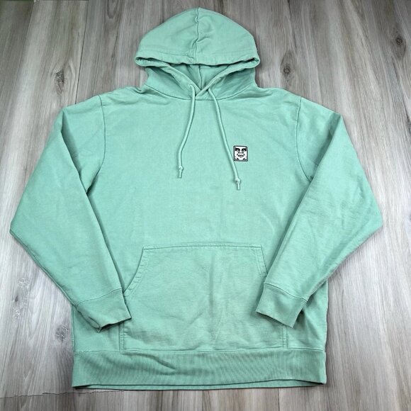 OBEY Organic Hoodie Pullover Men’s Size M Medium Green Terry Cloth Portugal - Picture 1 of 15